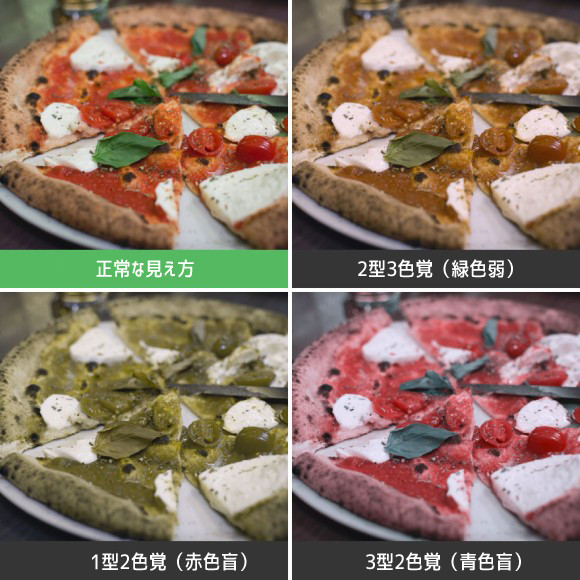 色覚異常の見え方（ピザ）