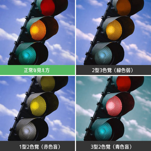 色覚異常の見え方（信号機）